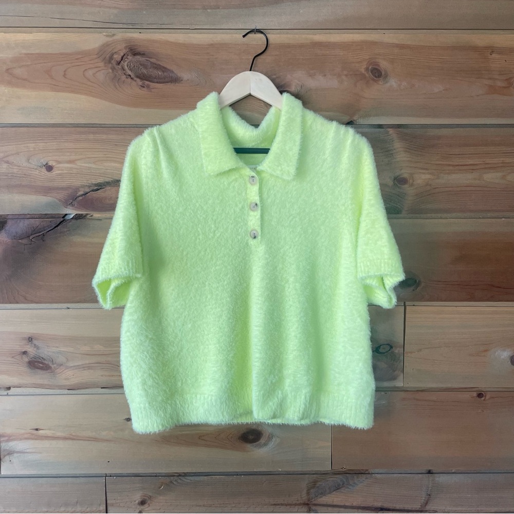 Fluffy Neon Green Polo Shirt
